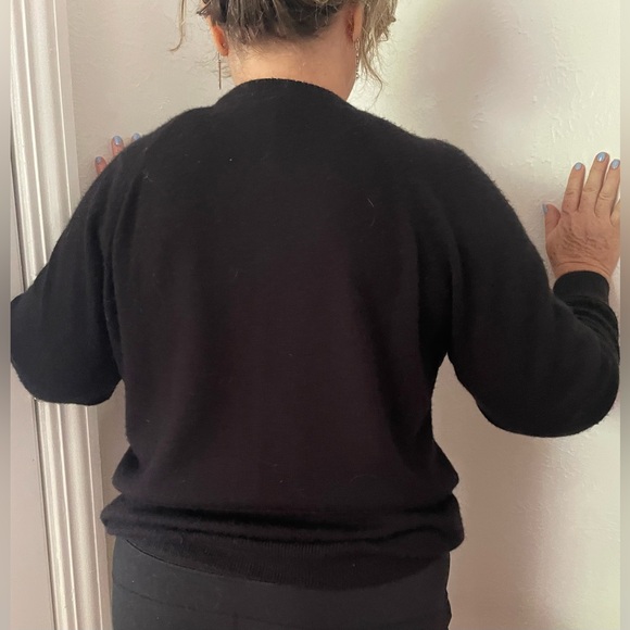 Vintage Black Cardigan Sweater Faux Pearl Buttons Women’s XL 44 Designer’s Orig - Picture 7 of 8